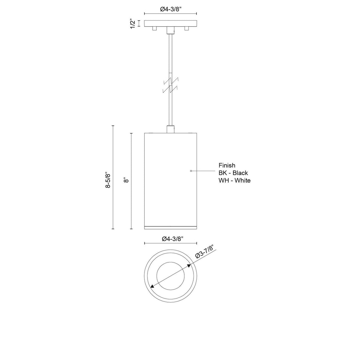 Mini-suspension Lorna Blanc, 4 3/8", 8 5/8" – vue 2