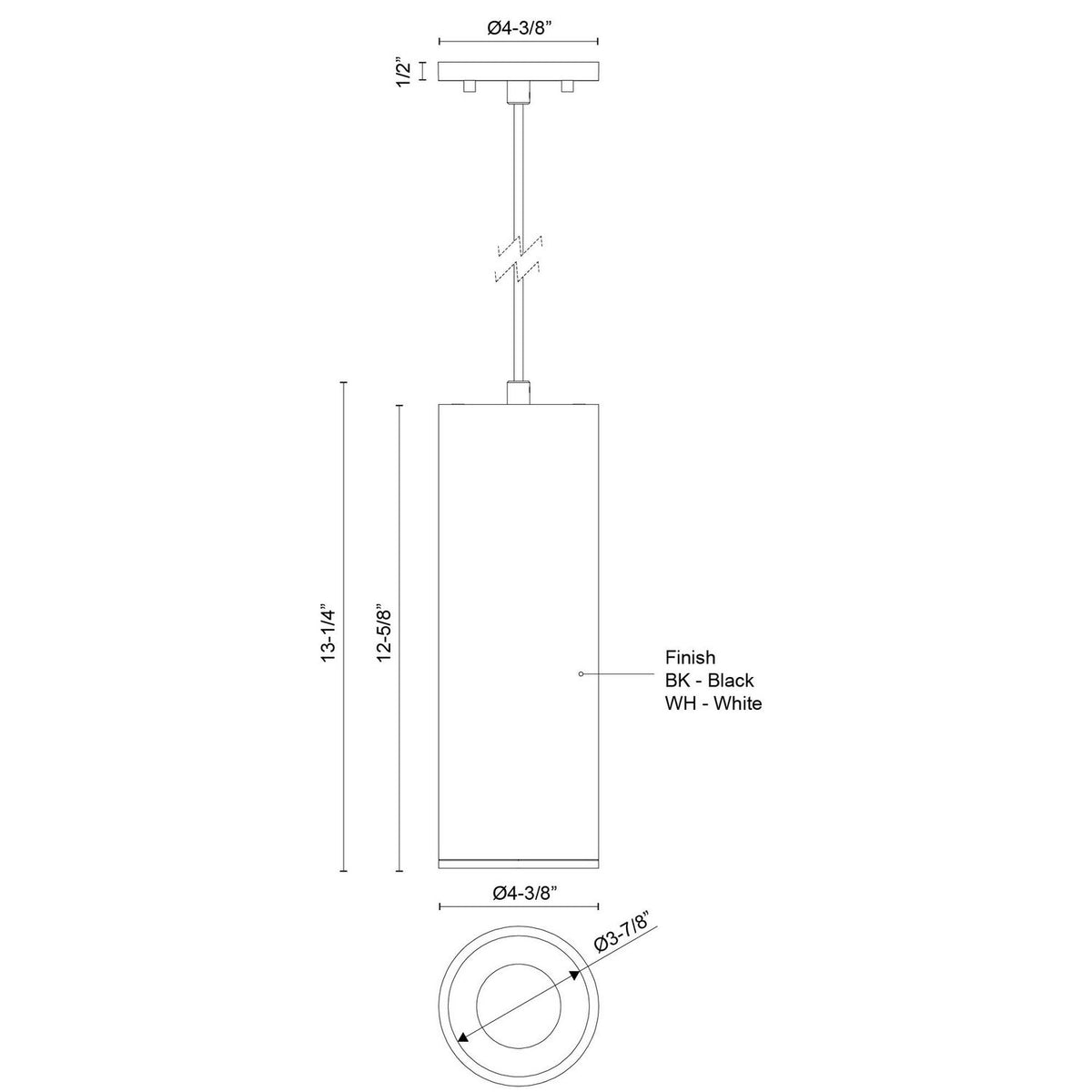 Mini-suspension Lorna Blanc, 4 3/8", 13 1/4" – vue 2