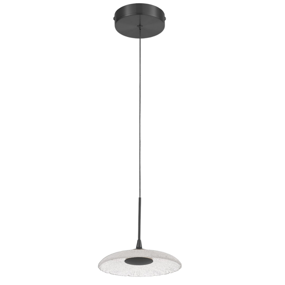 Mini-suspension Oriana Verre transparent texturé / Noir mat – Dainolite