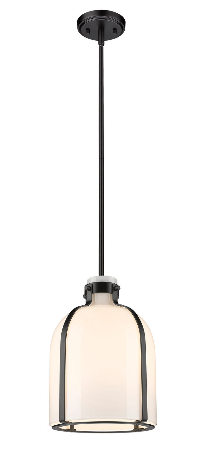 Mini-suspension Pearson Noir mat, Opale blanc – Z-Lite