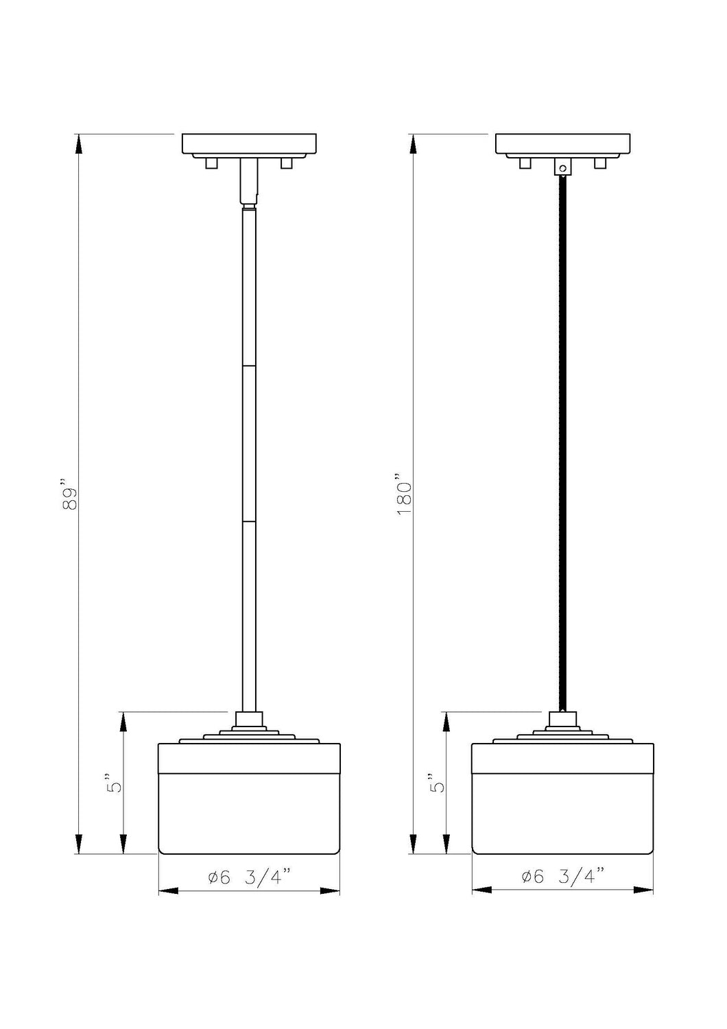 Mini-suspension Renaud Noir mat, 6 3/4" – vue 6