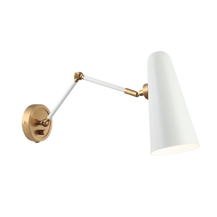 Murale Blink - Blanc et laiton vieilli Long 17" by Matteo Lighting | Luminaires & cie