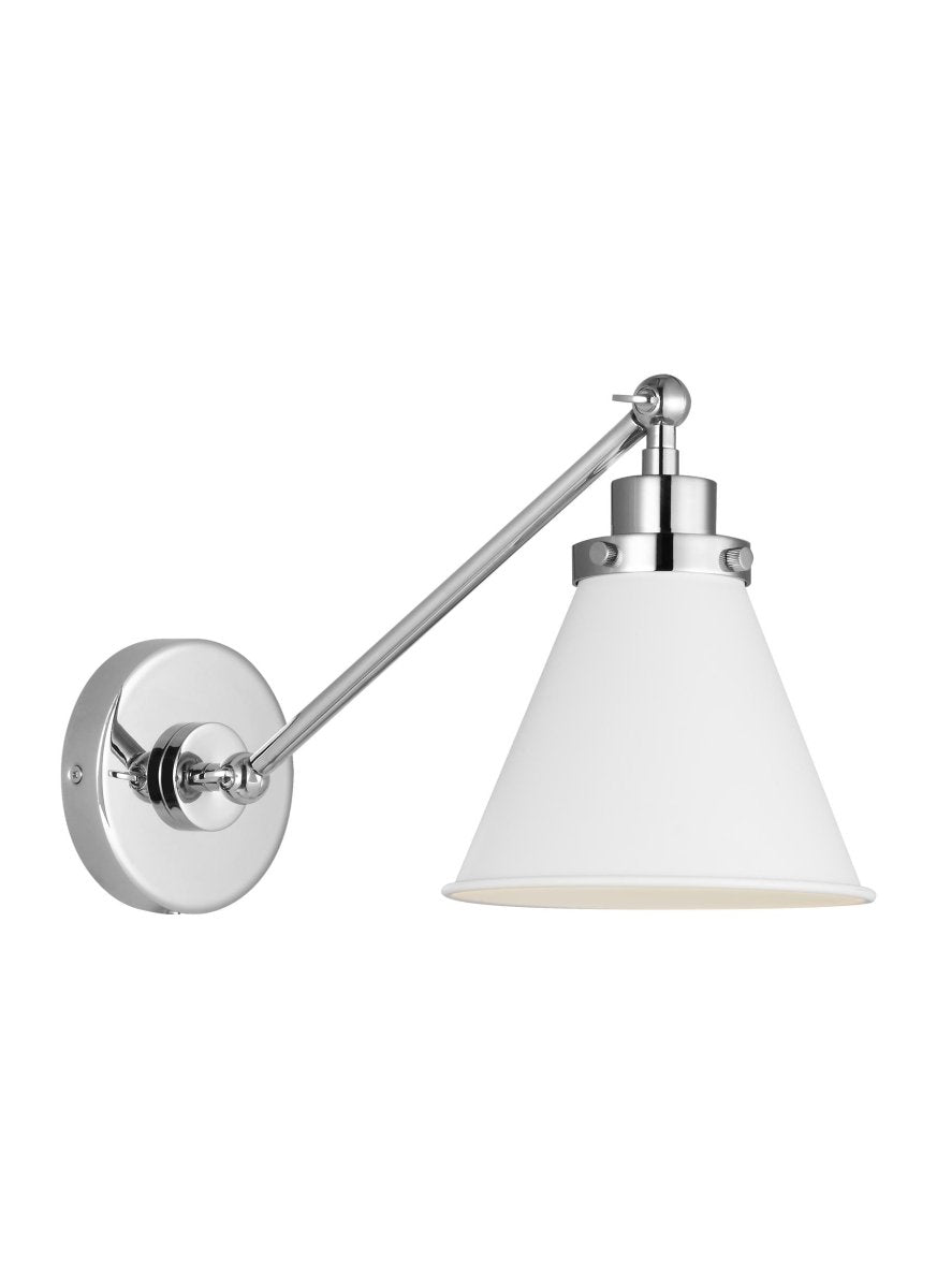 Murale cône à bras unique Wellfleet - Nickel blanc et poli mat Blanc mat by Visual Comfort Studio | Luminaires & cie