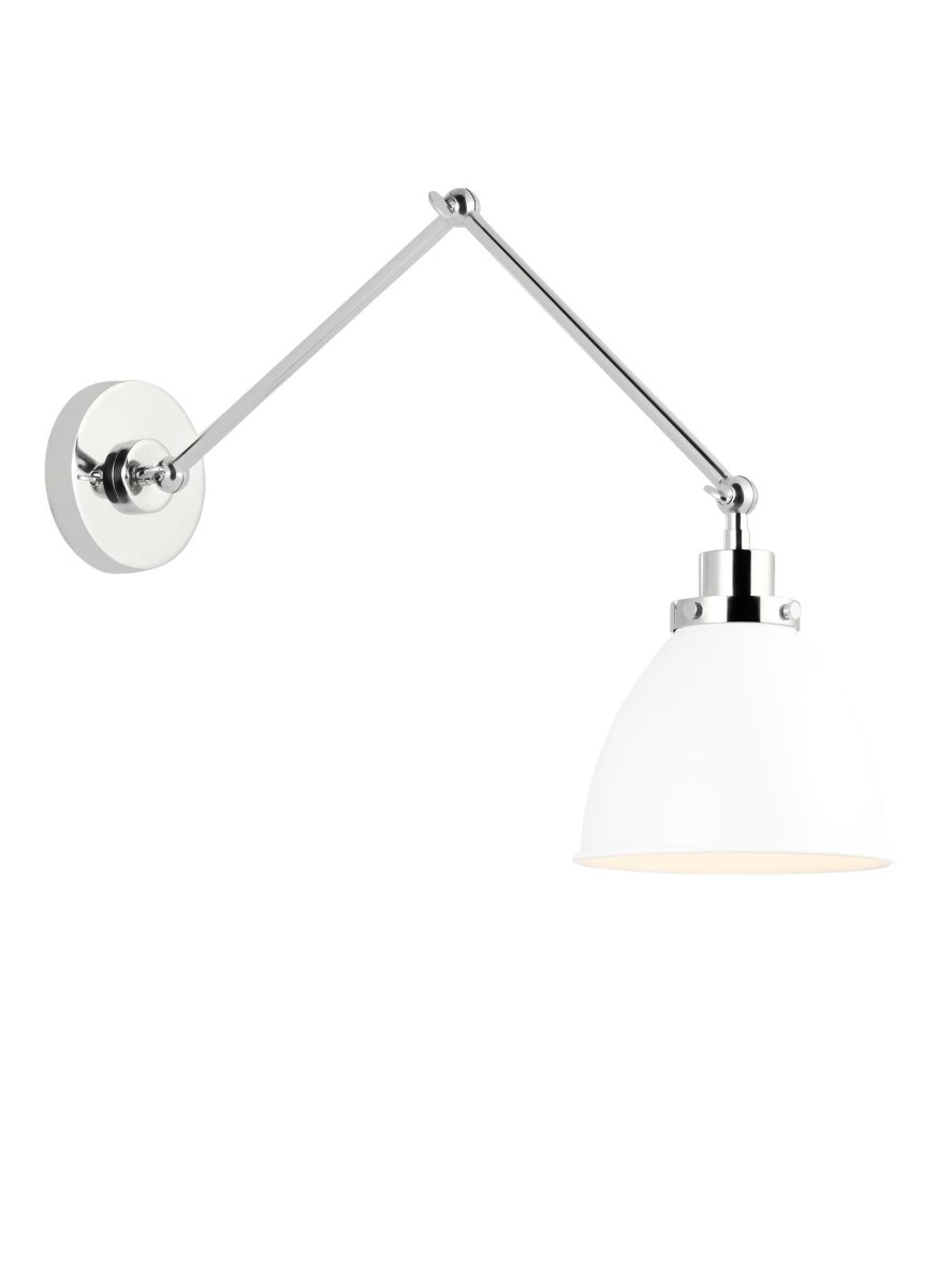 Murale dôme à bras double Wellfleet - Nickel blanc et poli mat Blanc mat by Visual Comfort Studio | Luminaires & cie