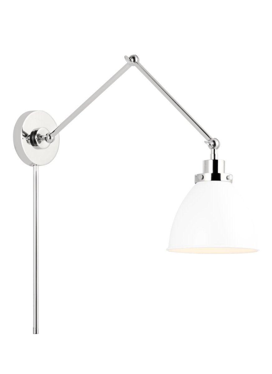 Murale dôme à bras double Wellfleet - Nickel blanc et poli mat Blanc mat by Visual Comfort Studio | Luminaires & cie