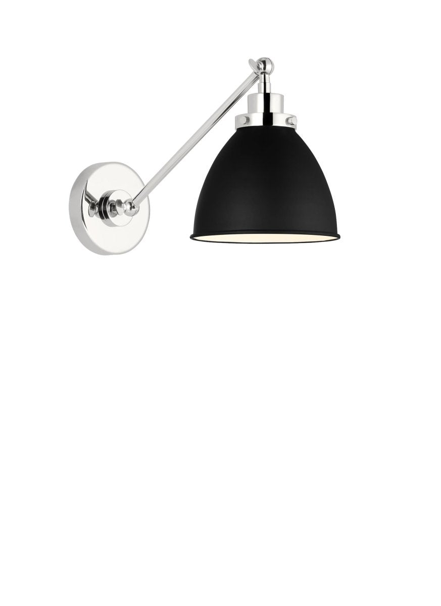 Murale dôme à bras unique Wellfleet - Nickel noir et raffiné de minuit Noir de minuit by Visual Comfort Studio | Luminaires & cie