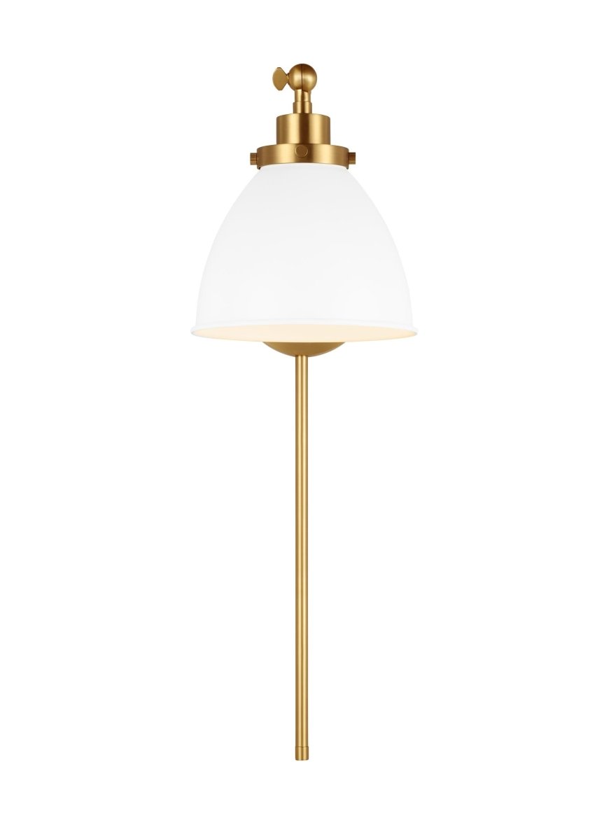 Murale dôme à bras unique Wellfleet - Matte blanc et laiton brûlé Blanc mat by Visual Comfort Studio | Luminaires & cie