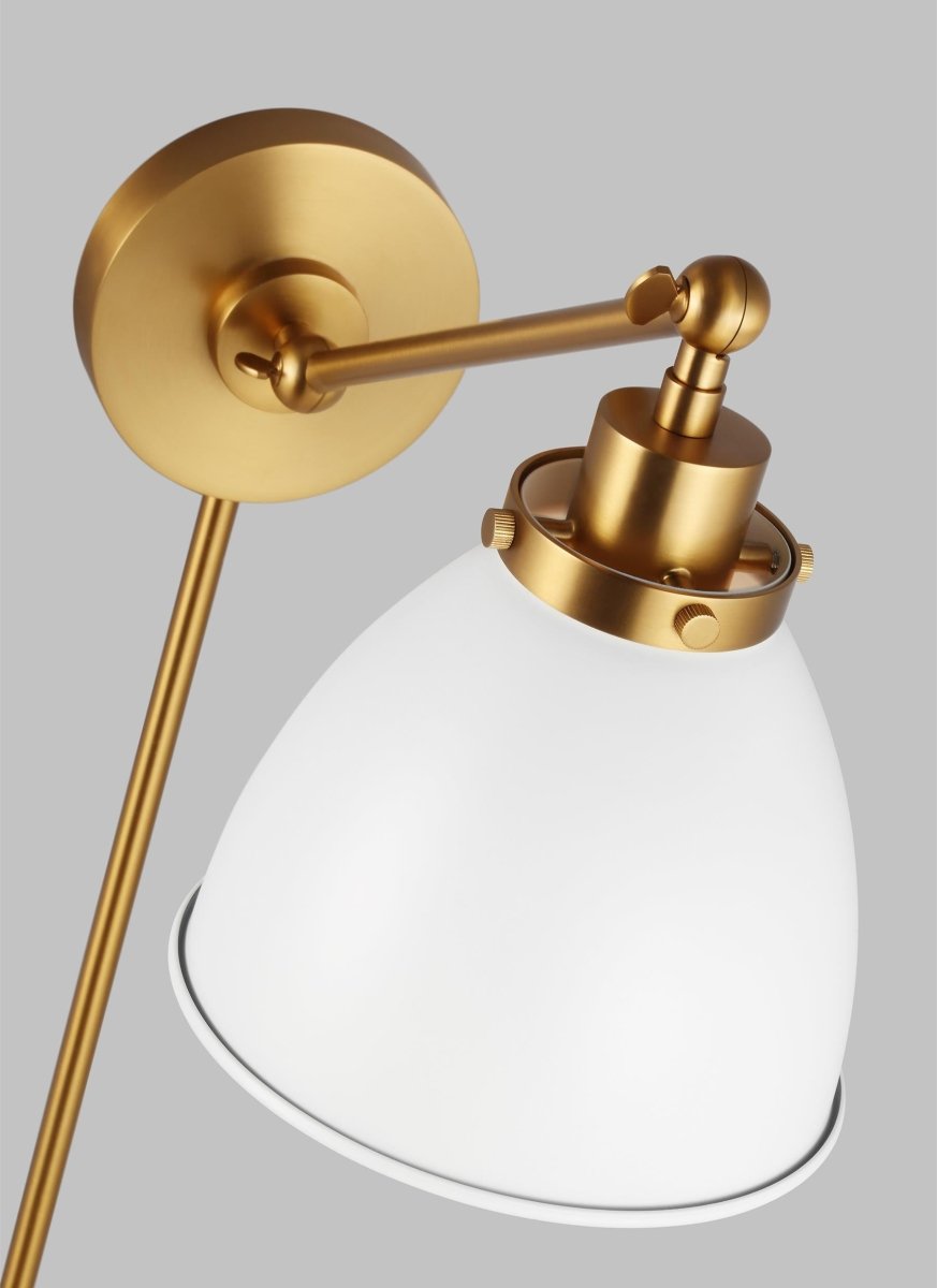 Murale dôme à bras unique Wellfleet - Matte blanc et laiton brûlé Blanc mat by Visual Comfort Studio | Luminaires & cie