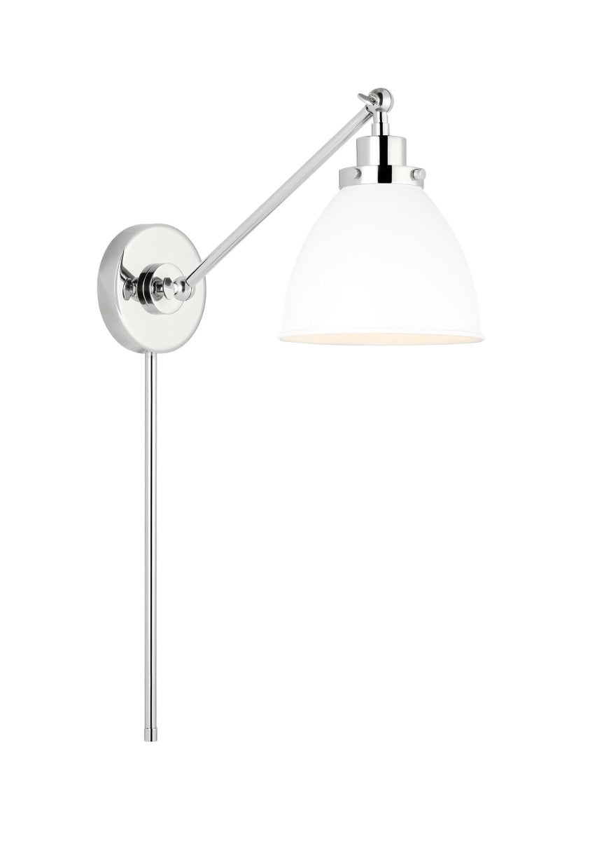 Murale dôme à bras unique Wellfleet - Nickel blanc et poli mat Blanc mat by Visual Comfort Studio | Luminaires & cie
