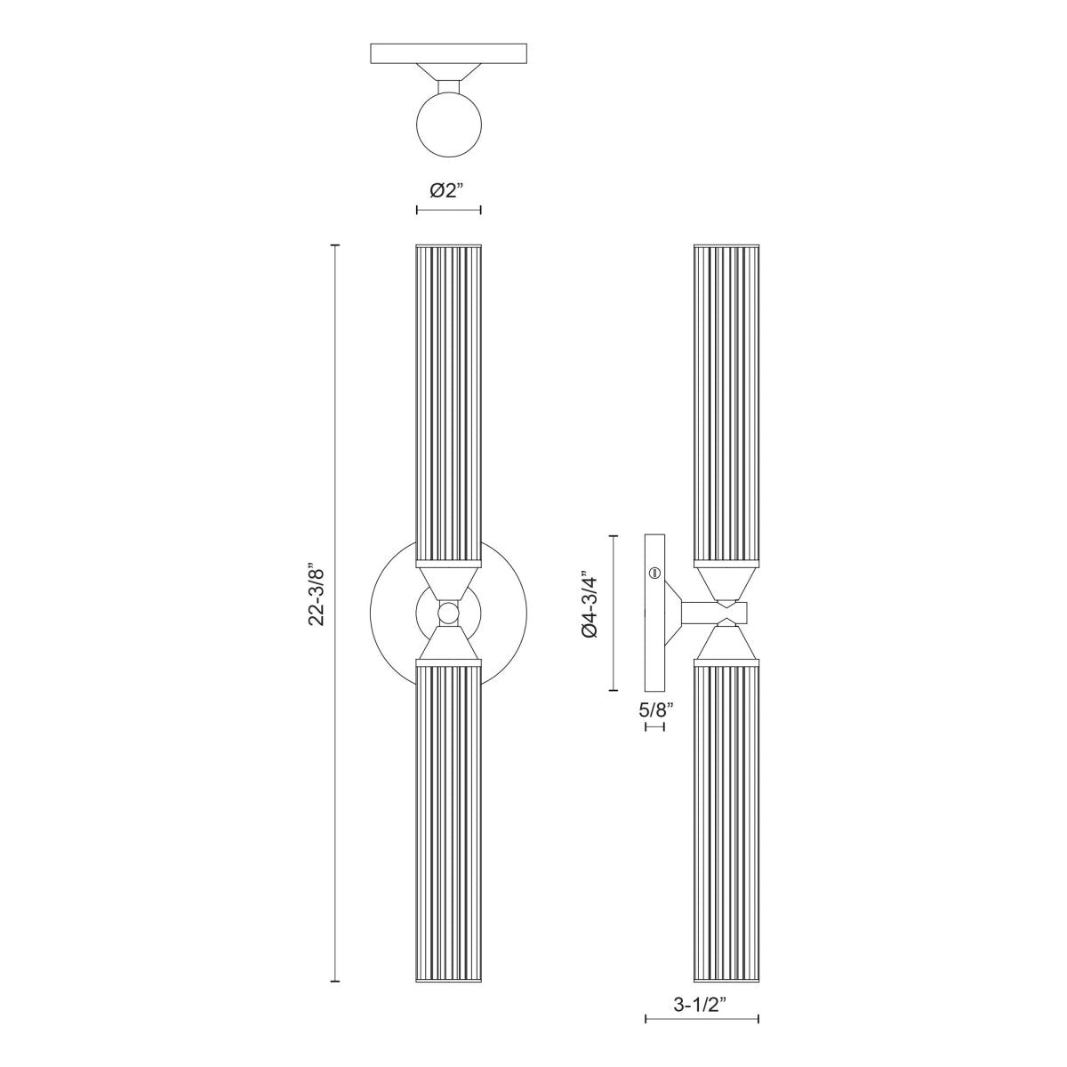 Murale Edwin - Bronze urbain / verre côtelé givré 22 3/8" by Alora Lighting | Luminaires & cie
