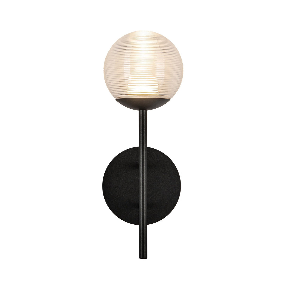 Applique extérieure Claremont Noir / Verre strié transparent – vue 4