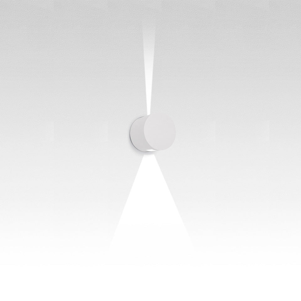 Murale Extérieure Effetto - Rond Blanc RAL 9002 1x Faisceau Étroit + 1x Faisceau Large by Artemide | Luminaires & cie