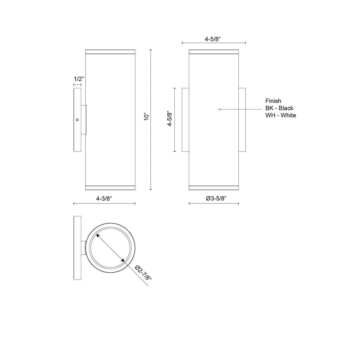 Applique extérieure 3po Nordic Vers le haut + vers le bas, Blanc, 10" – vue 2