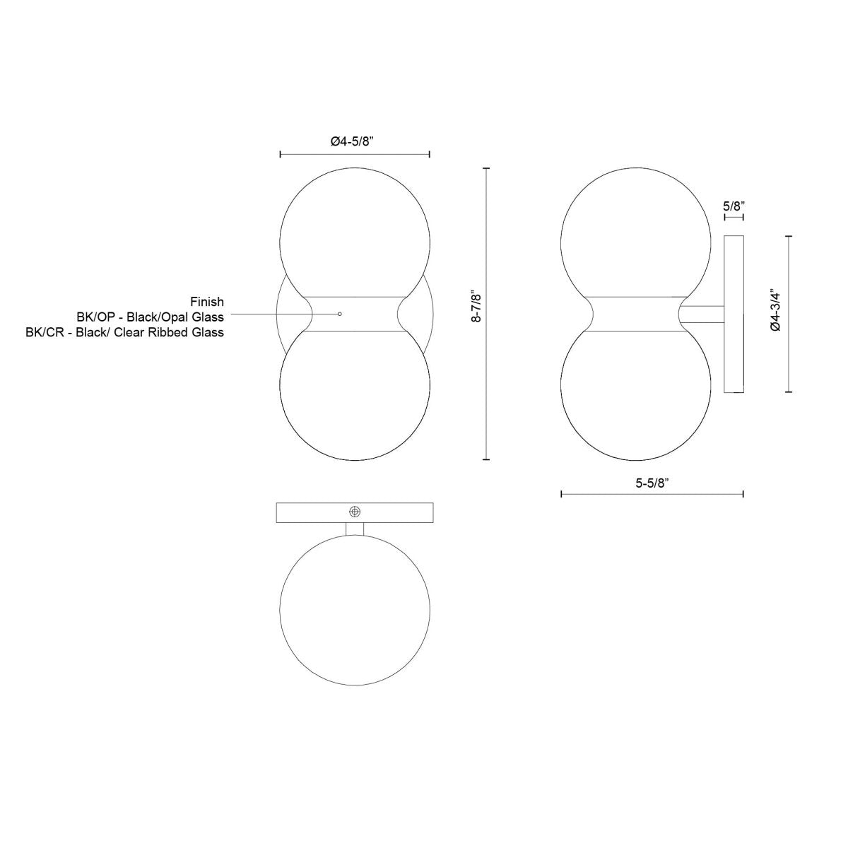 Murale extérieure Peri - Verre à côte noire / transparente by Kuzco Lighting | Luminaires & cie
