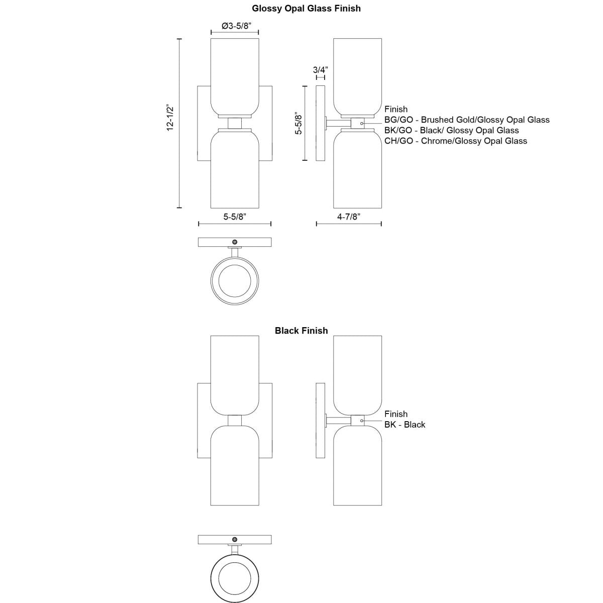 Murale Nola - Verre d'opale en or / brillant brossé 12 1/2" by Kuzco Lighting | Luminaires & cie