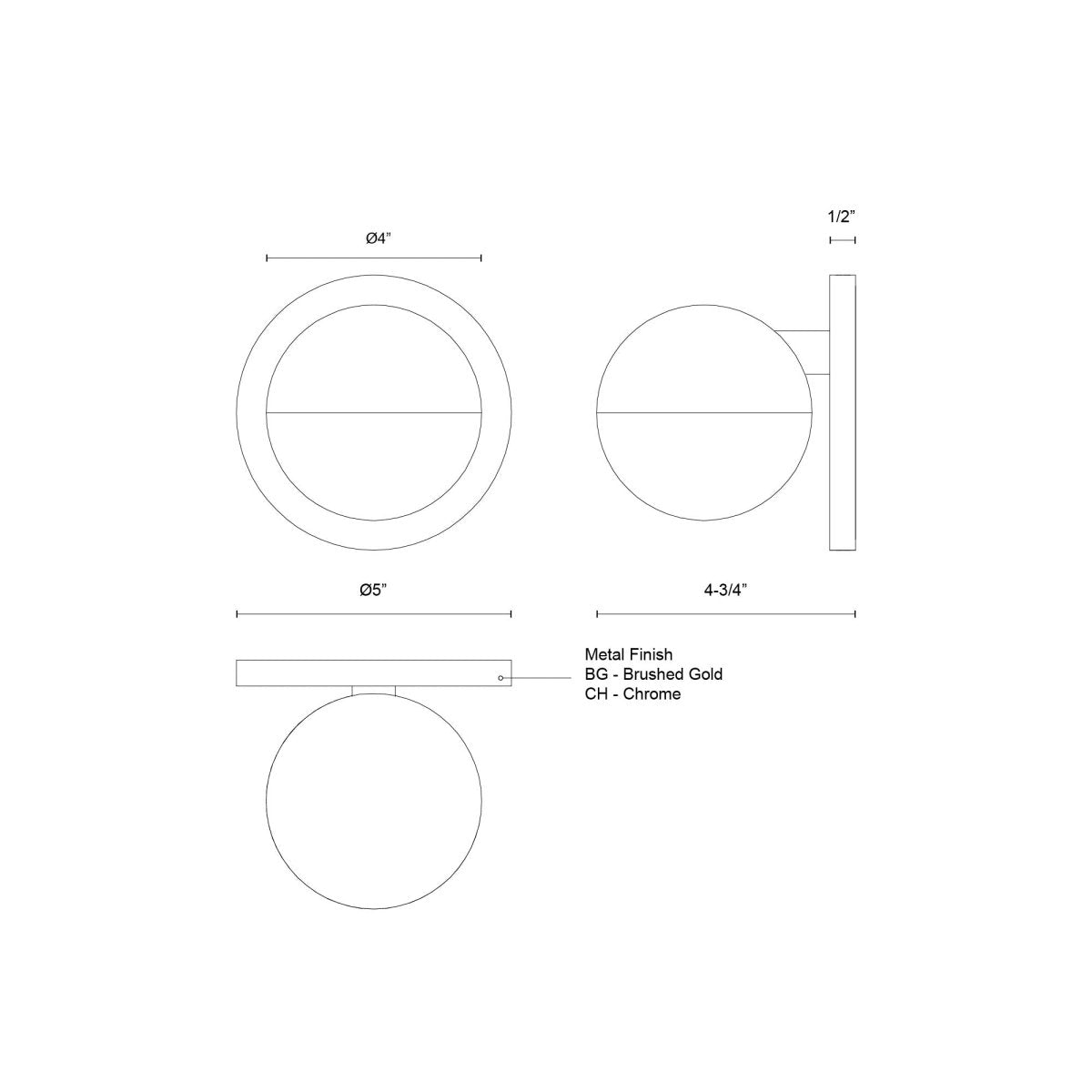Murale Pluto Simple - Or brossé 3000K by Kuzco Lighting | Luminaires & cie