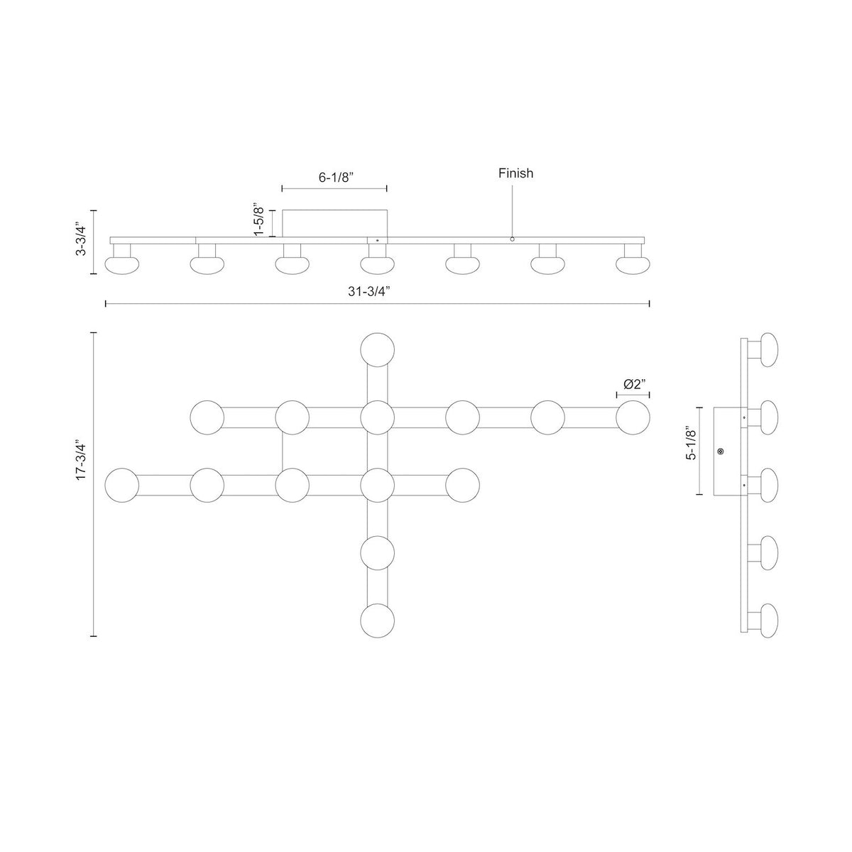 Applique murale Rezz Nickel brossé, 17 3/4" – vue 2