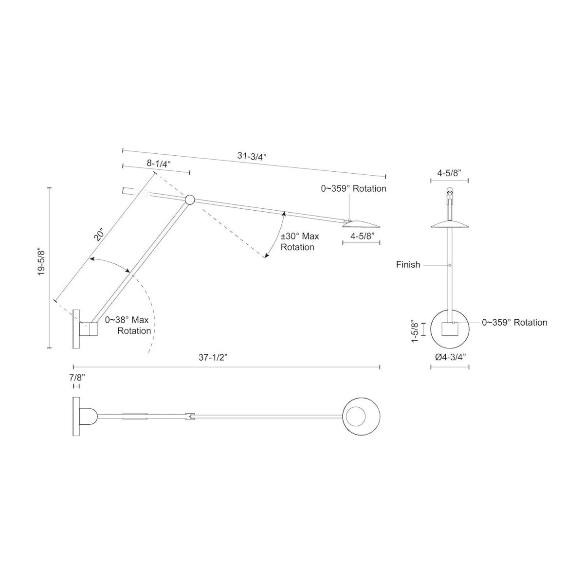 Murale Rotaire - 19 5/8" by Kuzco Lighting | Luminaires & cie