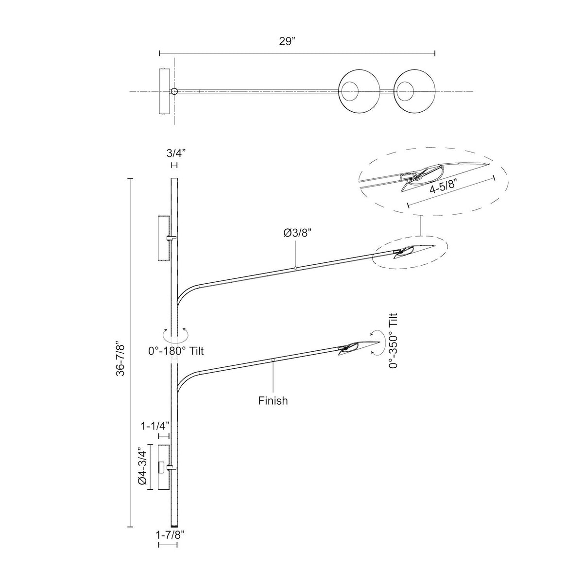 Applique murale Rotaire 36 7/8" – vue 5