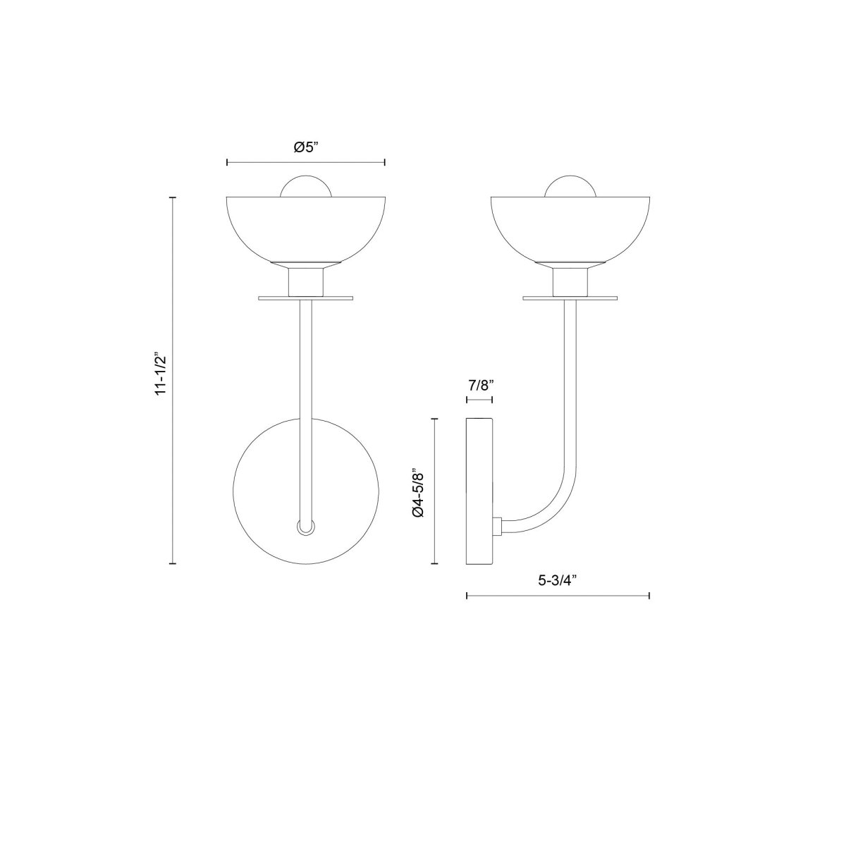 Murale Sylvia - Gold / verre clair brossé 5" by Alora Lighting | Luminaires & cie