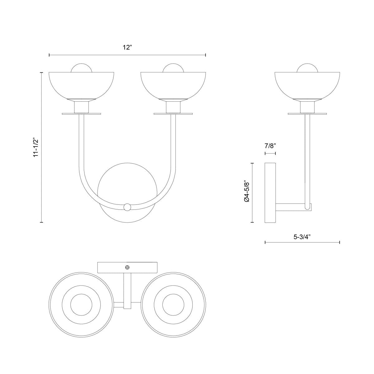 Murale Sylvia - Gold / verre clair brossé 12" by Alora Lighting | Luminaires & cie