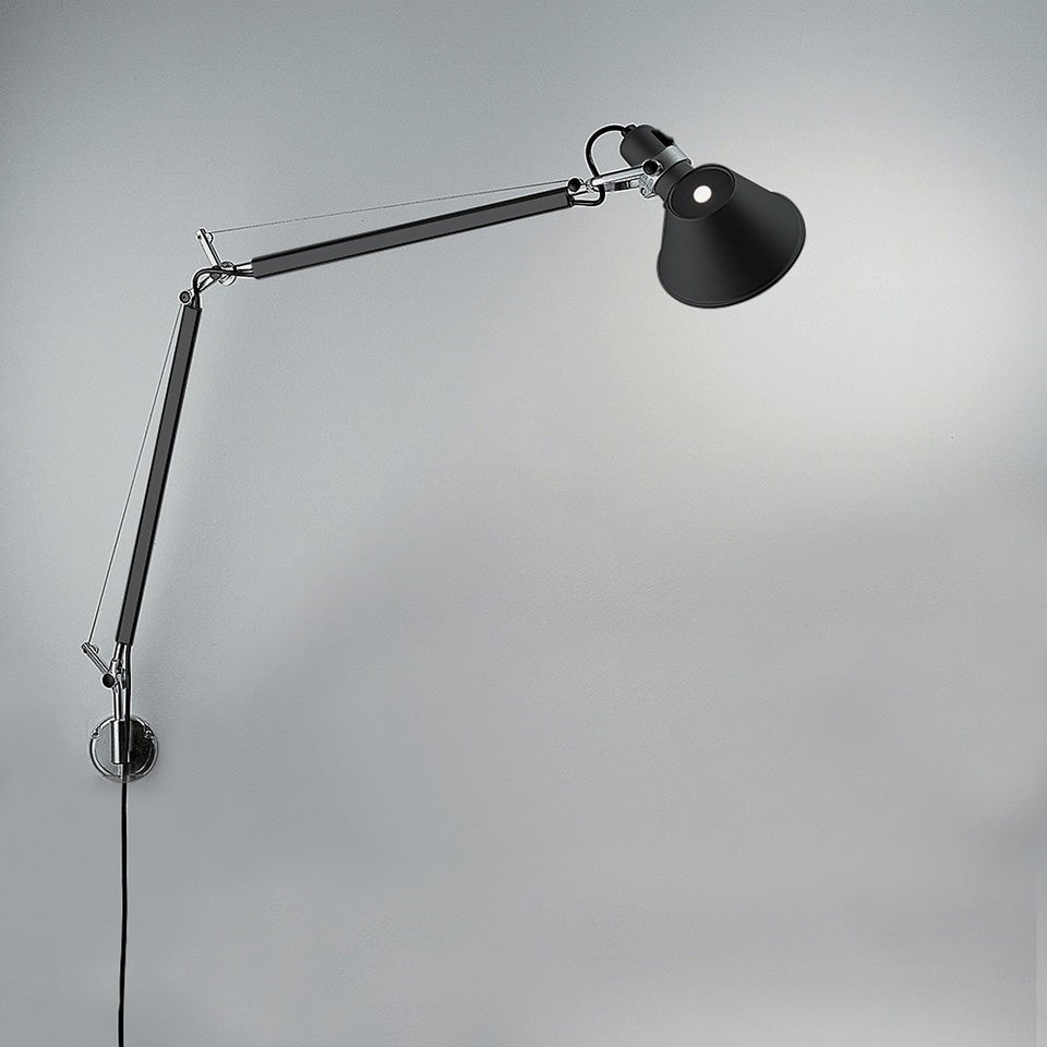 Murale Tolomeo - Classique / avec support "S" Noir 1 x 100W Medium E26 / A - 15 by Artemide | Luminaires & cie