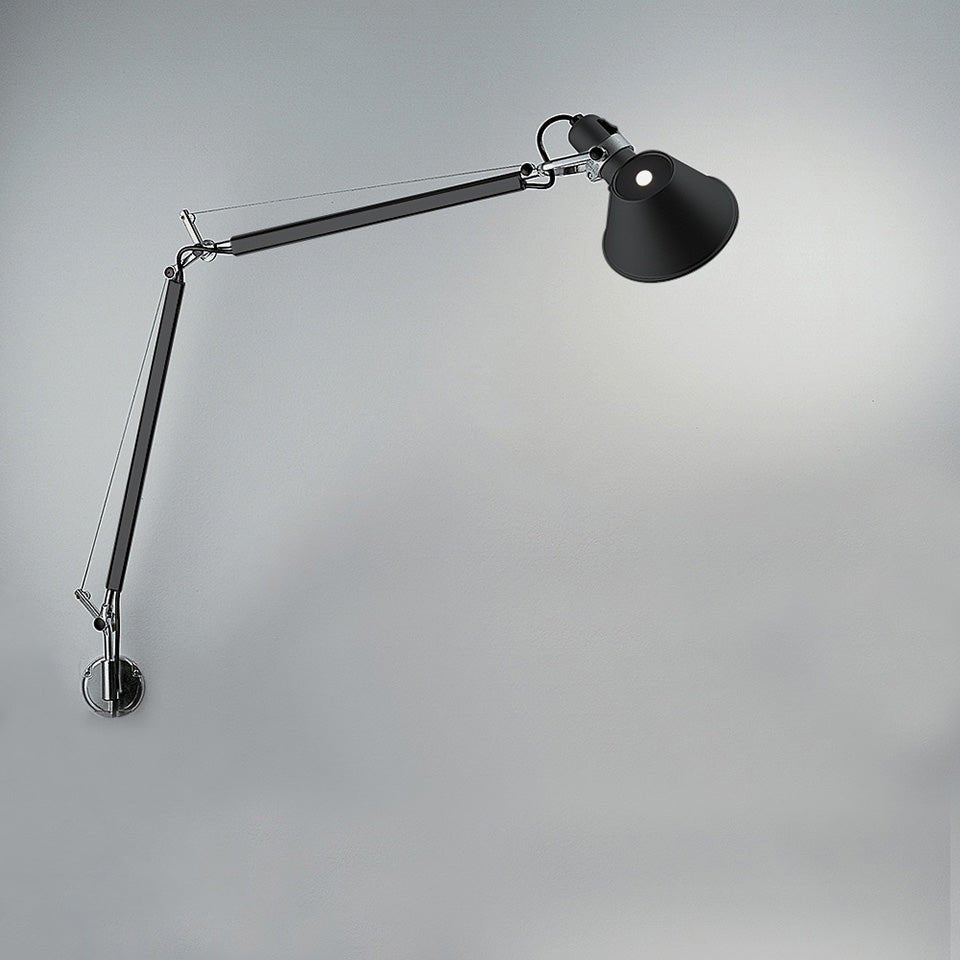 Murale Tolomeo - Classique / avec support "J" Noir 1 x 100W Medium E26 / A - 15 by Artemide | Luminaires & cie
