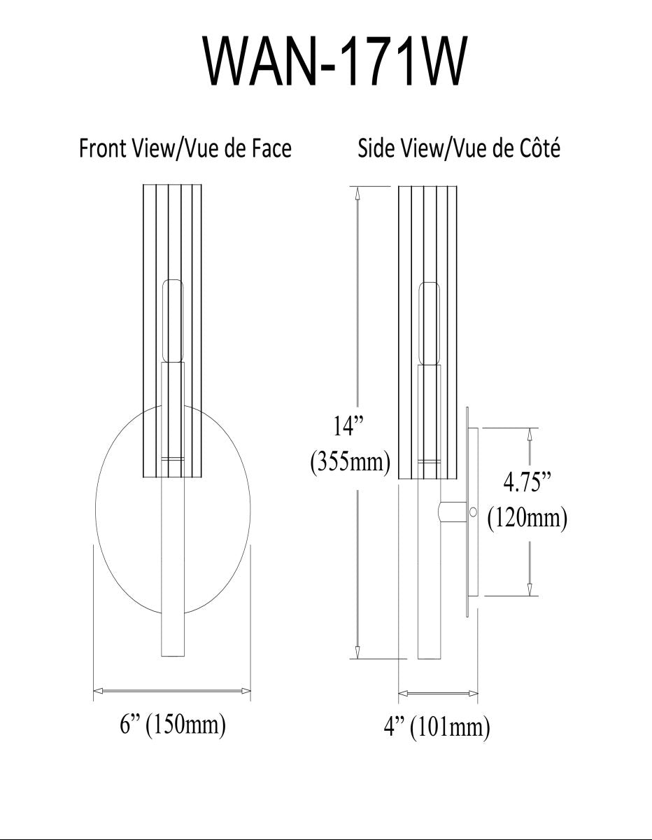 Murale Wand G - Noir et Laiton vieilli 14" by Dainolite | Luminaires & cie
