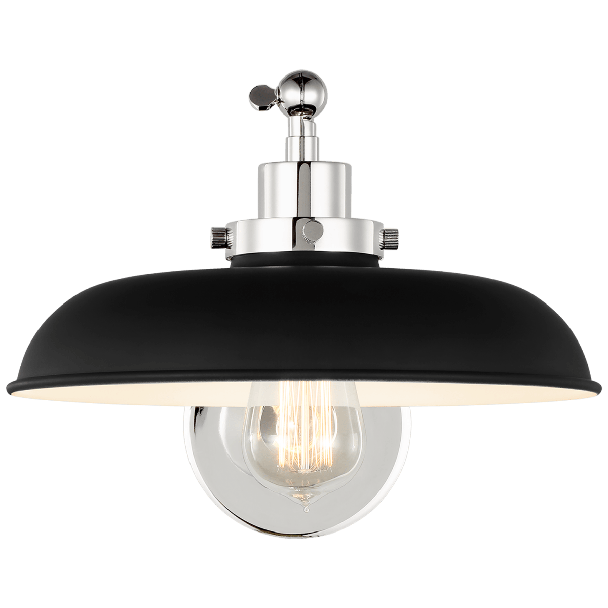 Murale wide à bras unique Wellfleet - Nickel noir et raffiné de minuit Noir de minuit by Visual Comfort Studio | Luminaires & cie
