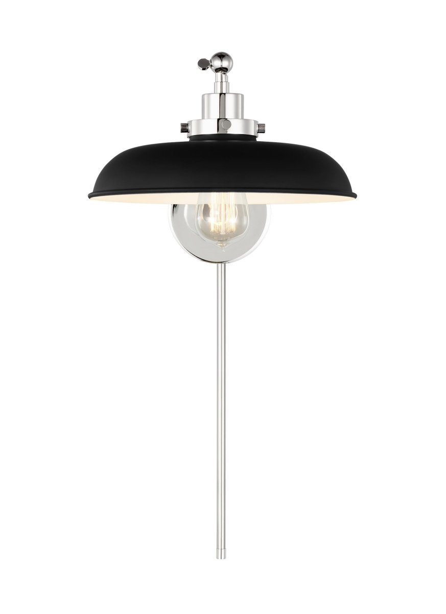 Murale wide à bras unique Wellfleet - Nickel noir et raffiné de minuit Noir de minuit by Visual Comfort Studio | Luminaires & cie