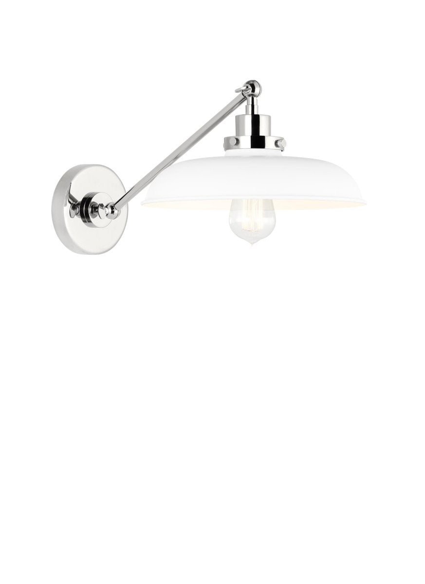Murale wide à bras unique Wellfleet - Nickel blanc et poli mat Blanc mat by Visual Comfort Studio | Luminaires & cie