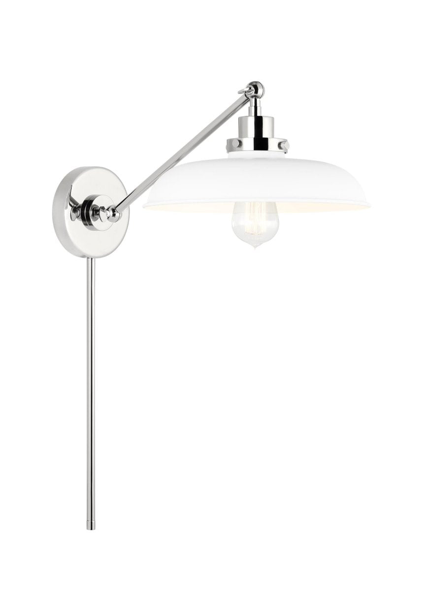 Murale wide à bras unique Wellfleet - Nickel blanc et poli mat Blanc mat by Visual Comfort Studio | Luminaires & cie