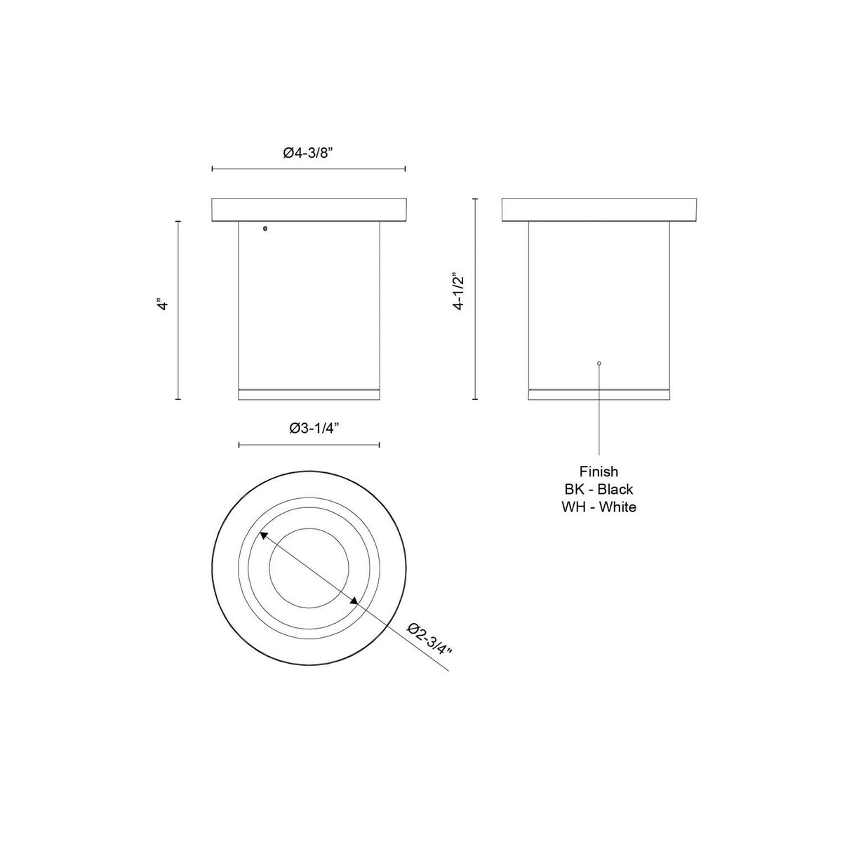 Plafonnier 3po Lorna Blanc, 4 1/2" – vue 2