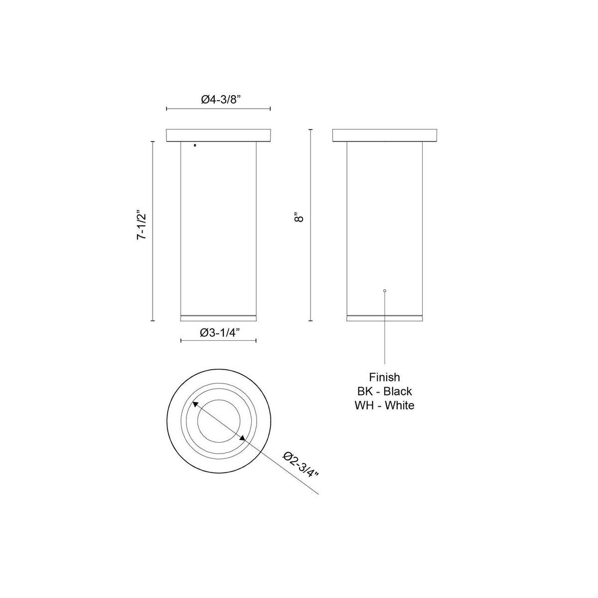 Plafonnier 3po Lorna Blanc, 8" – vue 2