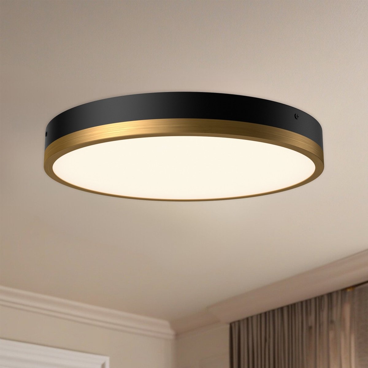 Plafonnier Adelaide - Or vieilli / noir mat 15" 5CCT/2700°K/3000°K/3500°K/4000°K/5000°K by Alora Lighting | Luminaires & cie