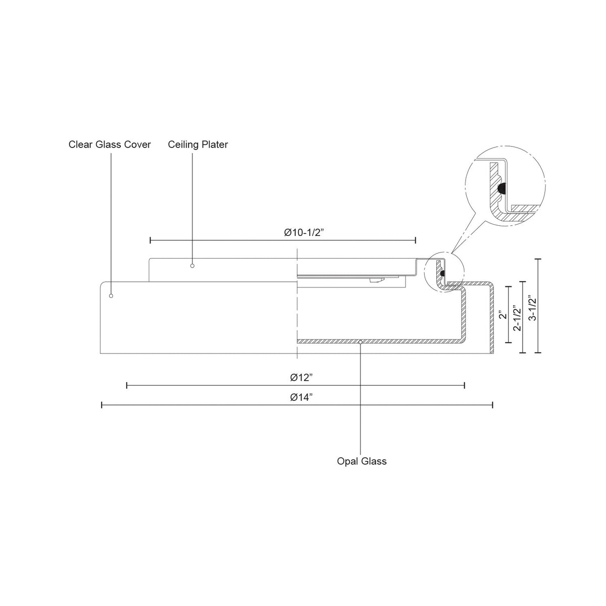 Plafonnier Aston 14" – vue 3