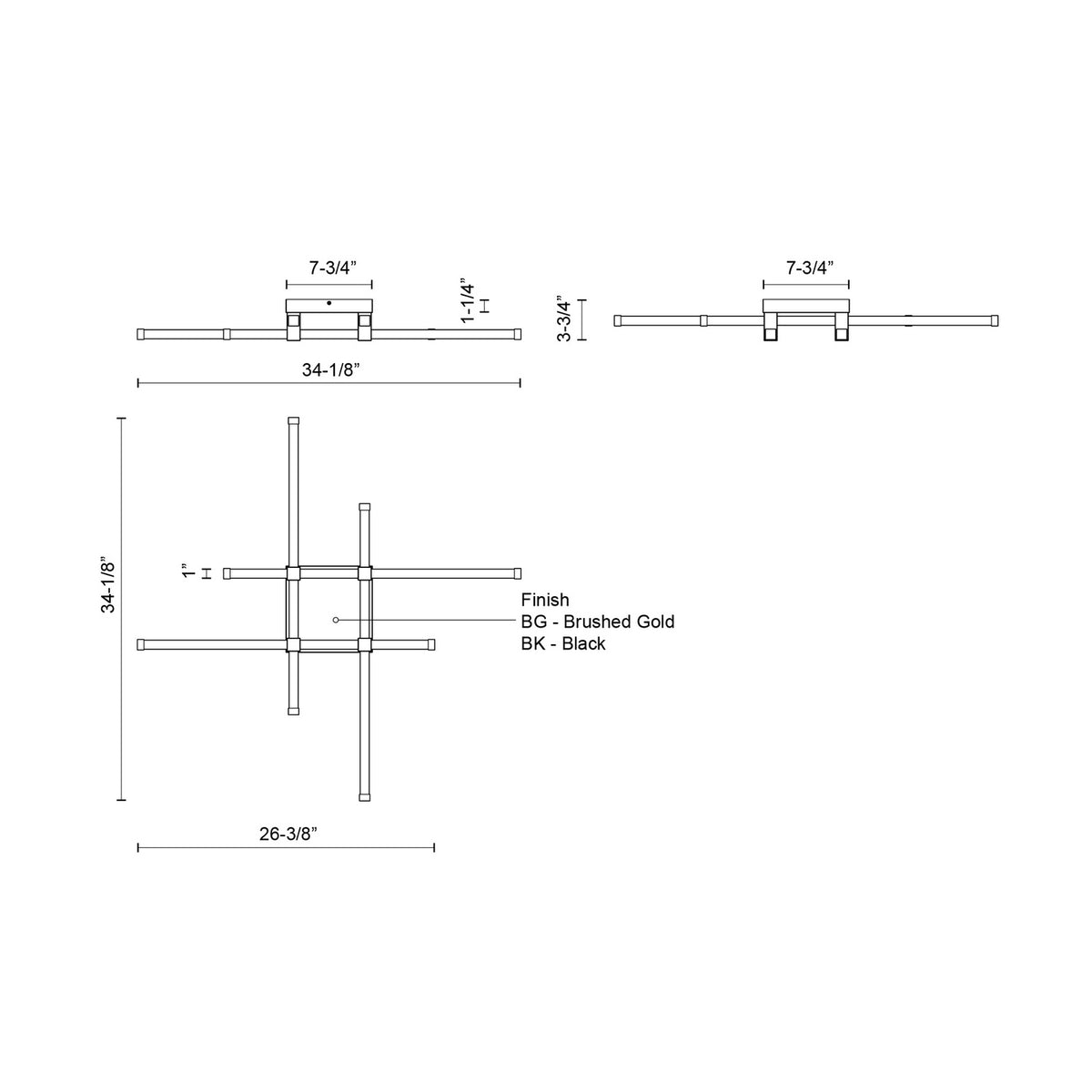 Plafonnier Blade Or brossé – vue 2