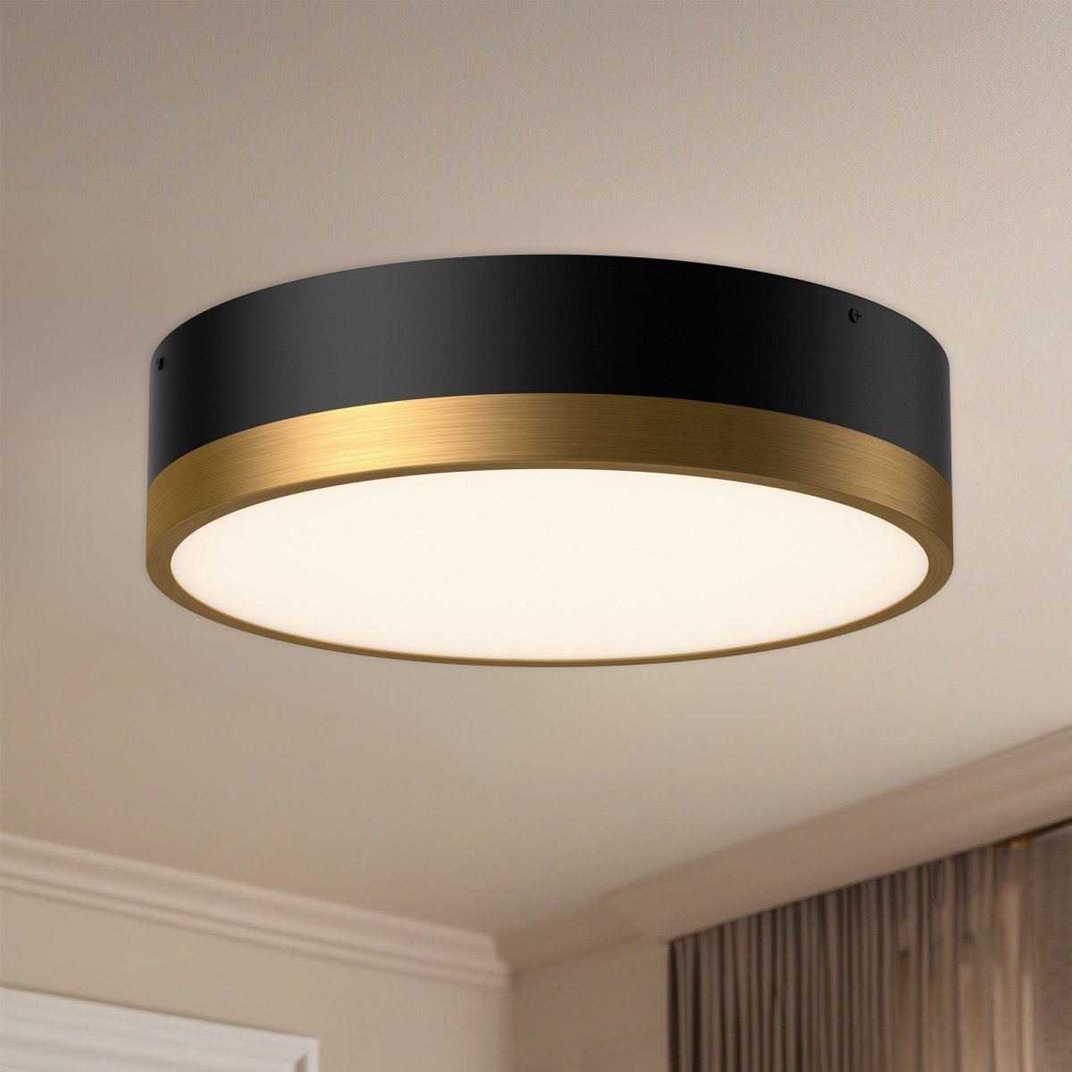 Plafonnier Brisbane - Or vieilli / noir mat 16" by Alora Lighting | Luminaires & cie