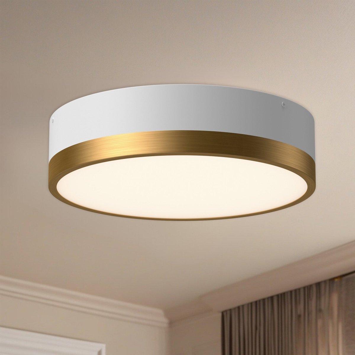 Plafonnier Brisbane - Or vieilli / blanc 16" by Alora Lighting | Luminaires & cie