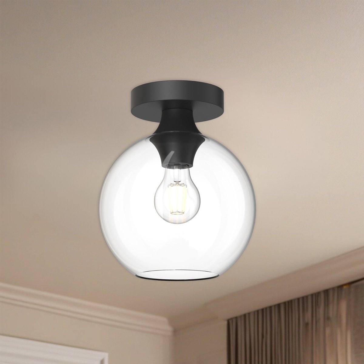 Plafonnier Castilla - Noir mat Verre clair 7 7/8" by Alora Lighting | Luminaires & cie
