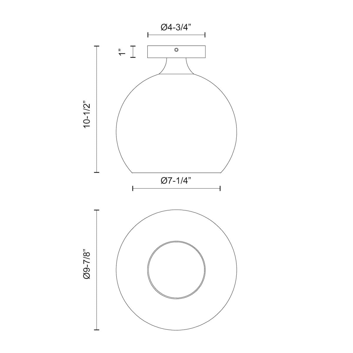 Plafonnier Castilla - Or vieilli Verre clair 9 7/8" by Alora Lighting | Luminaires & cie