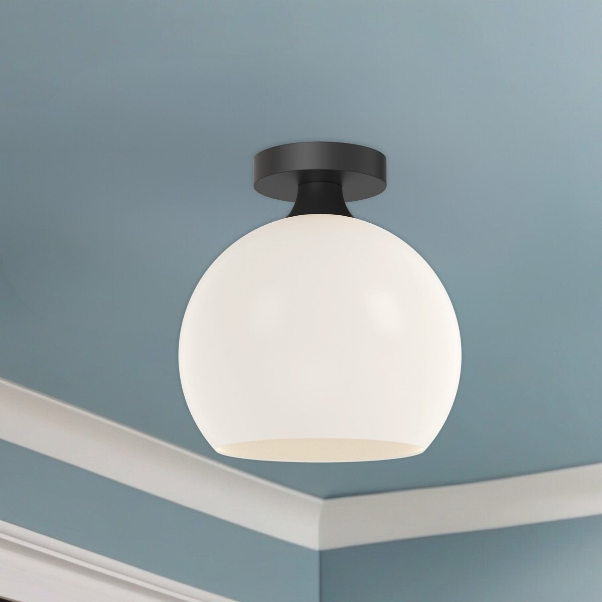 Plafonnier Castilla - Noir mat Verre opale mat 9 7/8" by Alora Lighting | Luminaires & cie