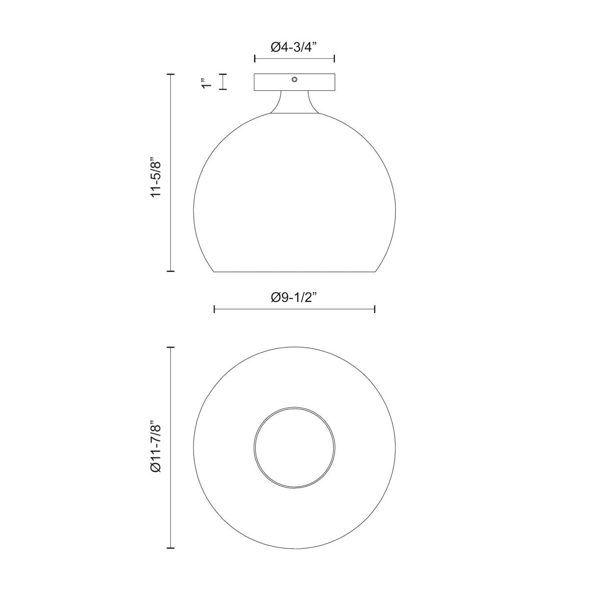 Plafonnier Castilla - Or vieilli Verre clair 11 7/8" by Alora Lighting | Luminaires & cie