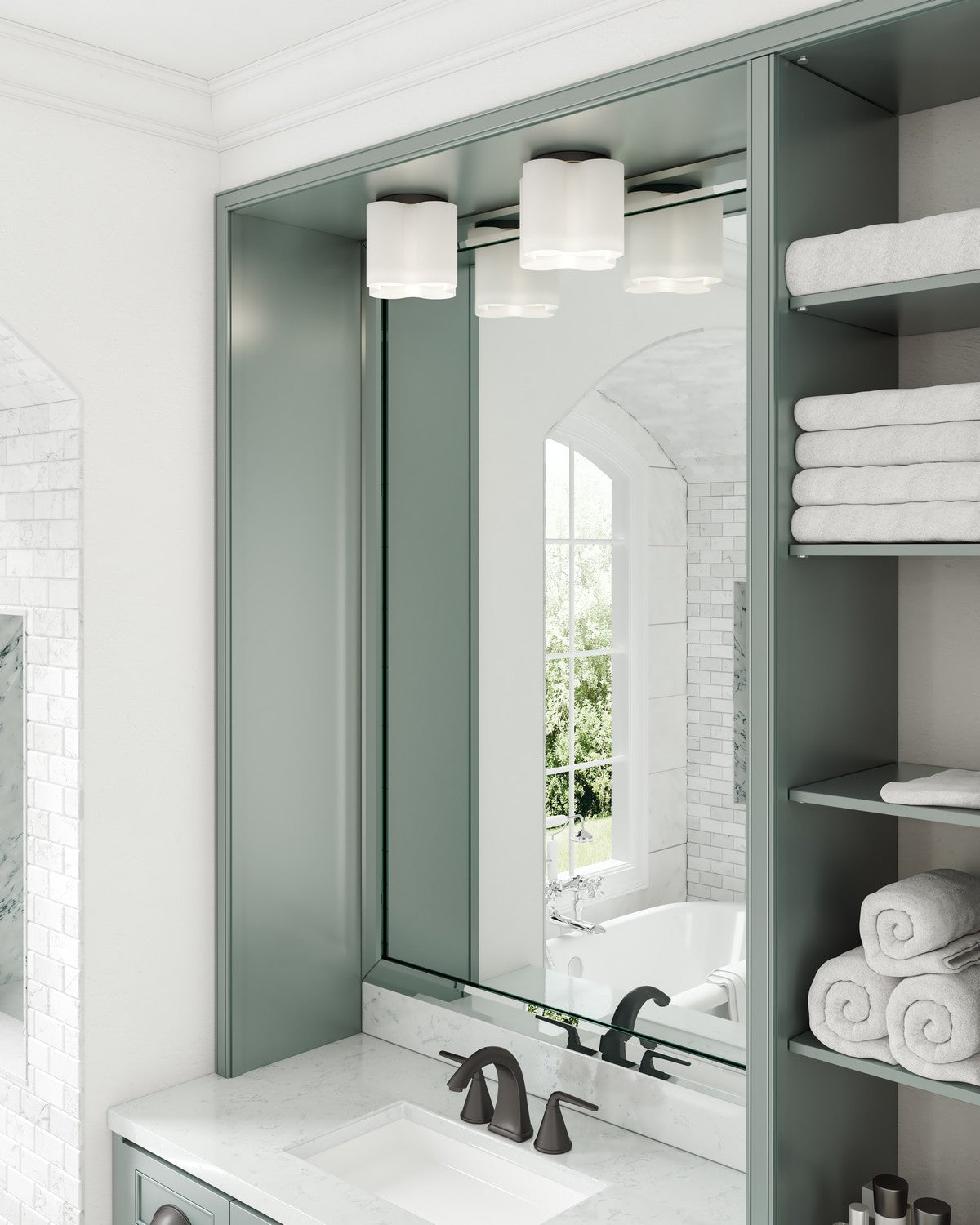 Plafonnier Clover Noir / Verre opale – vue 2