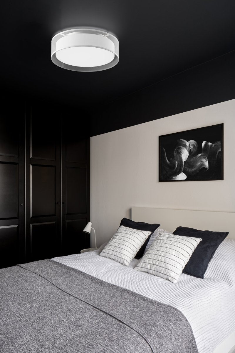 Plafonnier Dalton - Organza blanc 16" 5CCT/2700°K/3000°K/3500°K/4000°K/5000°K by Kuzco Lighting | Luminaires & cie