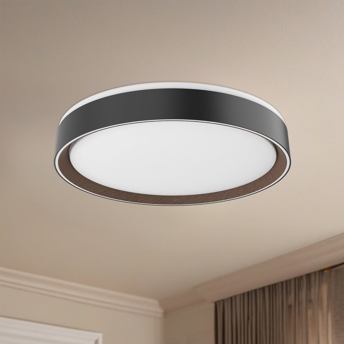 Plafonnier Essex Noir / Noyer, 15 3/4", 5CCT/2700K/3000K/3500K/4000K/5000K – vue 3