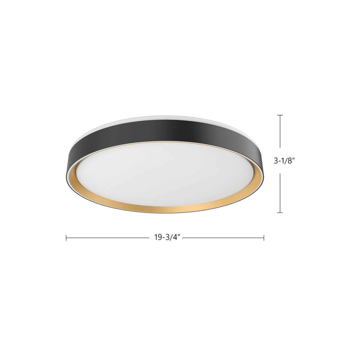Plafonnier Essex Noir / Or, 19 3/4", 5CCT/2700K/3000K/3500K/4000K/5000K – vue 3