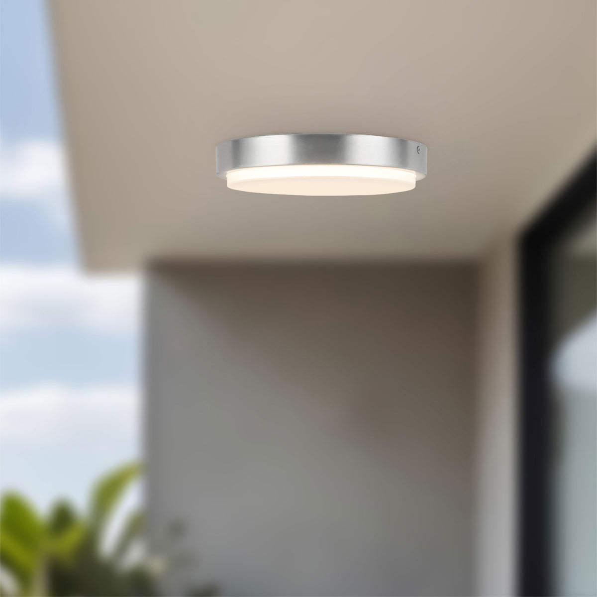 Plafonnier extérieur Bailey Nickel brossé, 9" – vue 5