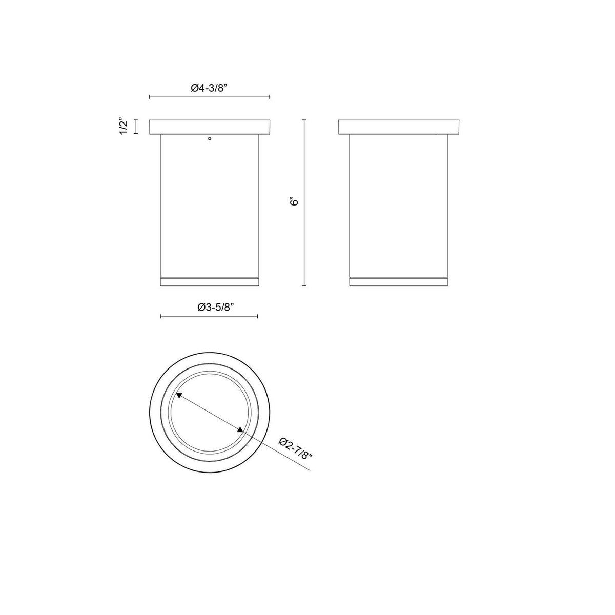 Plafonnier extérieur Nordic 4 pouces, Blanc, 6" – vue 2