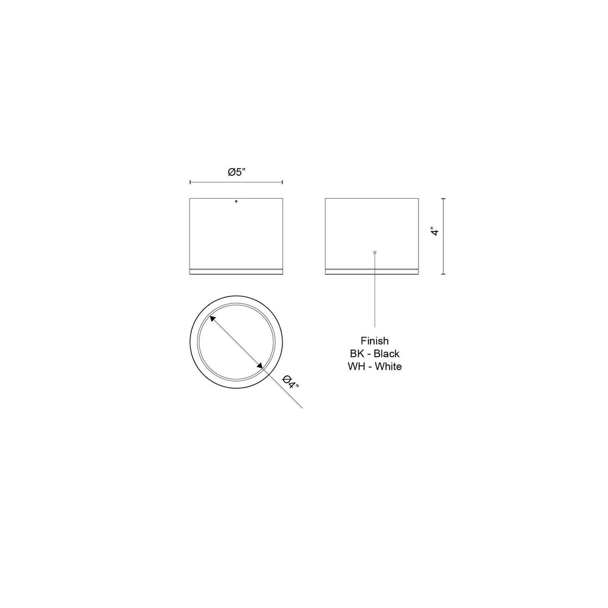 Plafonnier extérieur Nordic 5 pouces, Blanc, 4" – vue 2